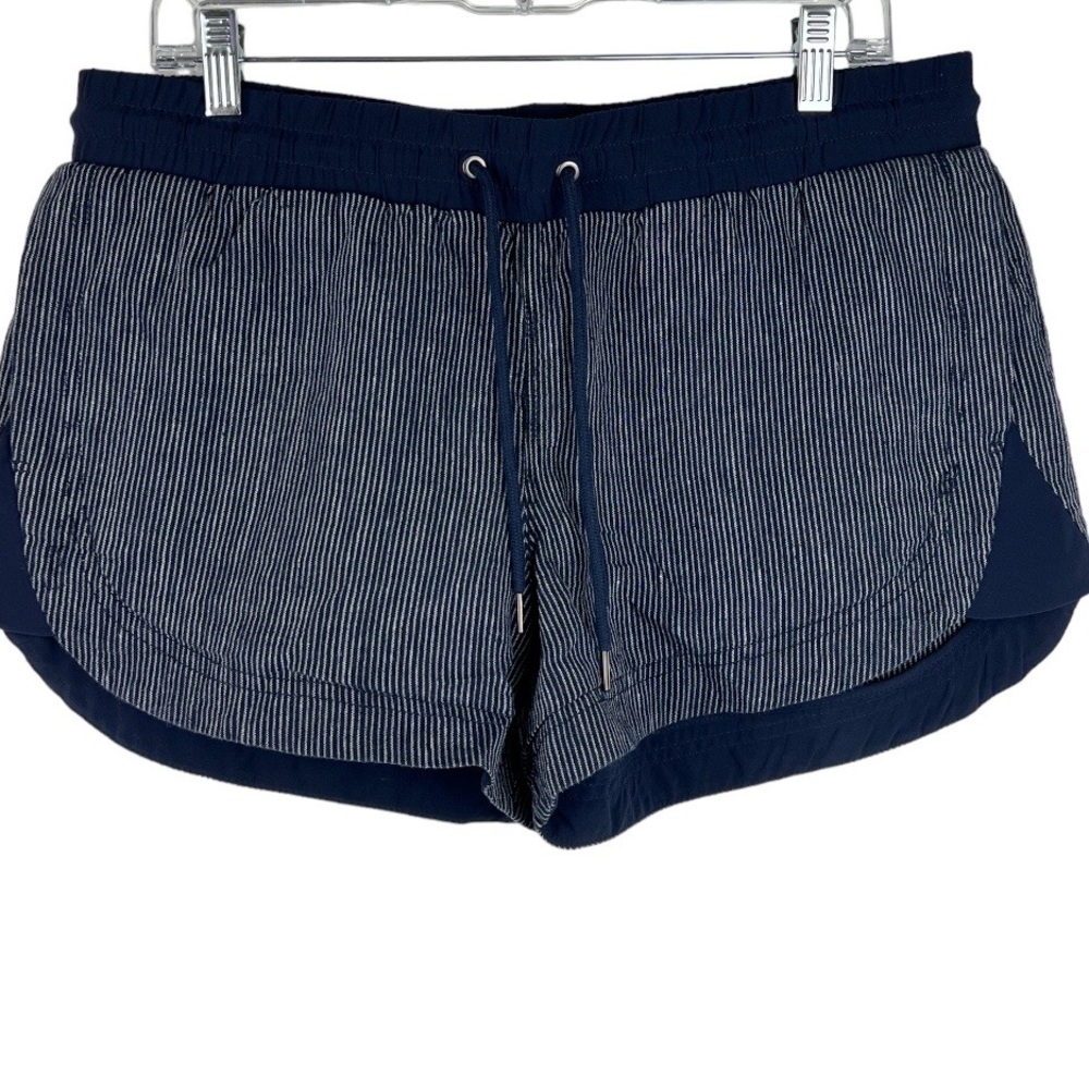 *Athleta Beachside Bali Cotton Blend Navy Blue Stripe Women's Shorts Size 12